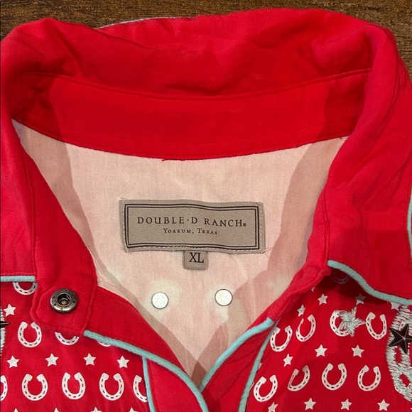Double D Ranch Red and White Western Shirt size XL - Picture 2 of 5